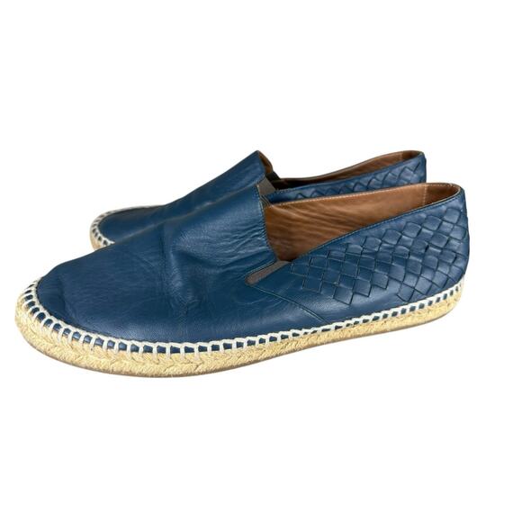 Bottega Veneta Gala Blue Leather Espadrilles Woven Slip-On Shoes Size 42 Men - Picture 2 of 11